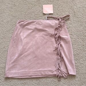 “KITTENISH”, Pink Fringe Mini Skirt, NWT Small:)